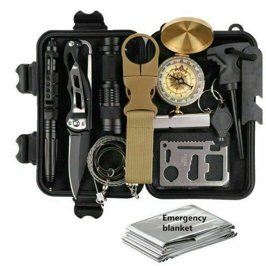 14 in 1 Outdoor Emergency Survival And Safety Gear Kit Camping - Busy Bee Bazaar