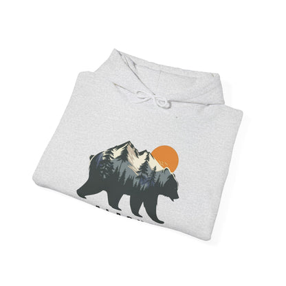 Alaska Bear in the Mountains hoodie - Busy Bee Bazaar