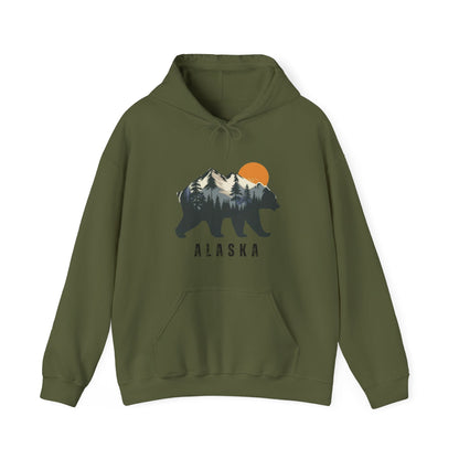 Alaska Bear in the Mountains hoodie - Busy Bee Bazaar