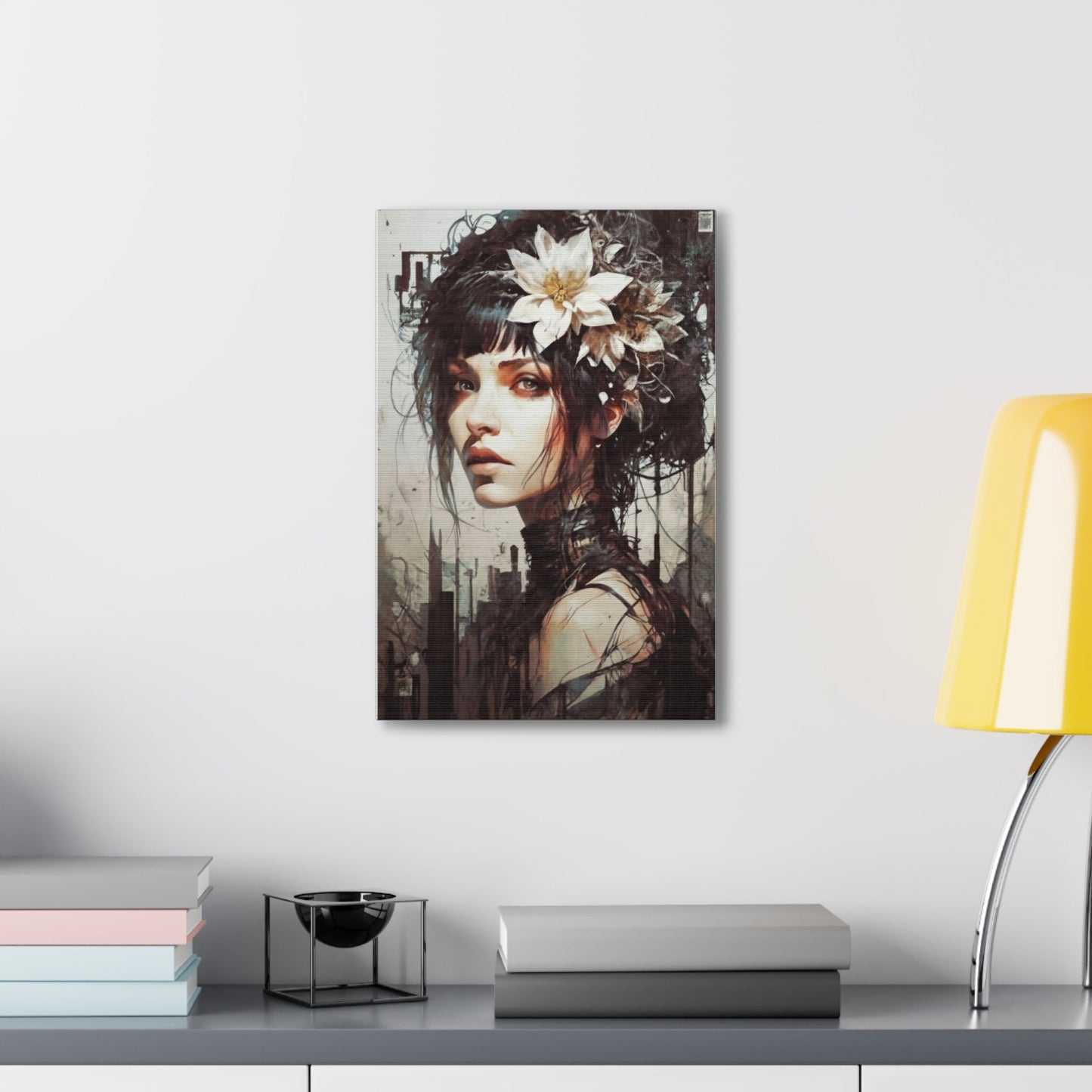 beautiful Woman on Canvas, Abstract Print of Chic Girl, Ready to Hang Artistic Canvas, Girl with Mysterious Expression - Busy Bee Bazaar