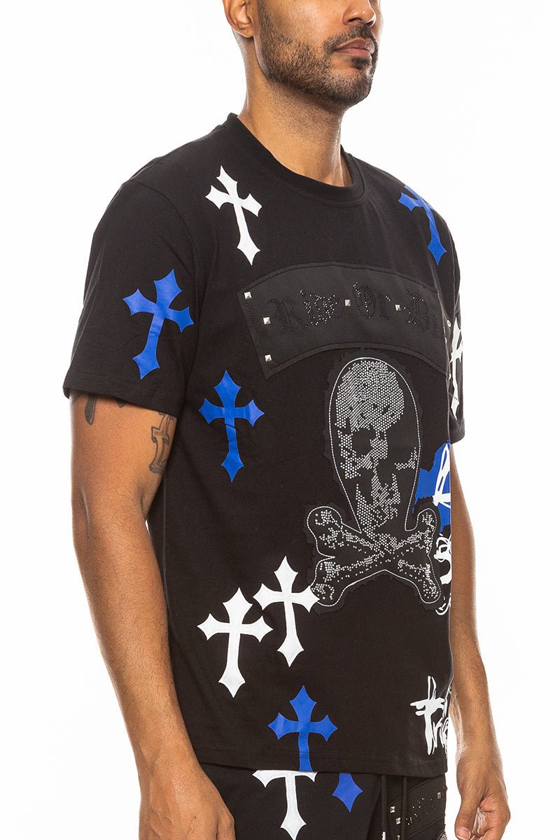 Bejewelled Chrome Skull TShirt - Busy Bee Bazaar