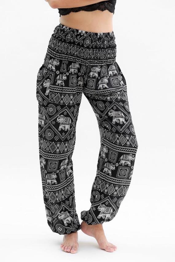 Black ELEPHANT Pants Women Boho Pants Hippie Pants Yoga - Busy Bee Bazaar