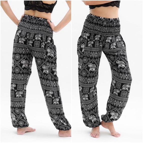 Black ELEPHANT Pants Women Boho Pants Hippie Pants Yoga - Busy Bee Bazaar