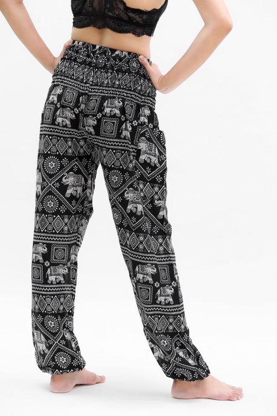 Black ELEPHANT Pants Women Boho Pants Hippie Pants Yoga - Busy Bee Bazaar