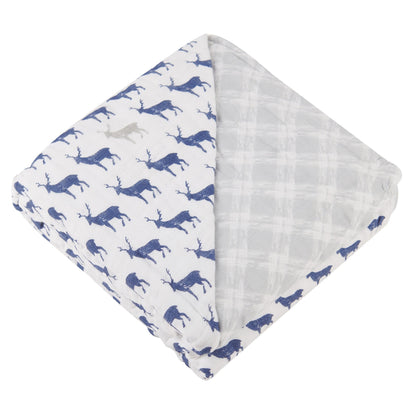 Blue Deer and Glacier Grey Newcastle Blanket - Busy Bee Bazaar