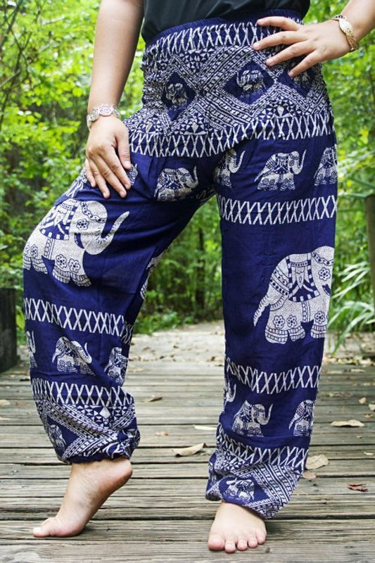 Blue ELEPHANT Pants Women Boho Pants Hippie Pants Yoga - Busy Bee Bazaar