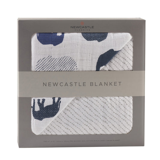 Blue Elephants and Spotted Wave Newcastle Blanket - Busy Bee Bazaar