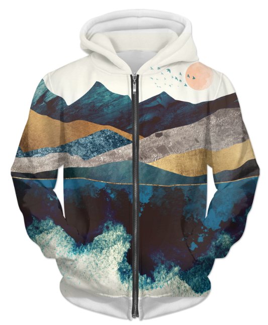 Blue Mountain Reflection 1 UNISEX ZIP HOODIE - Busy Bee Bazaar