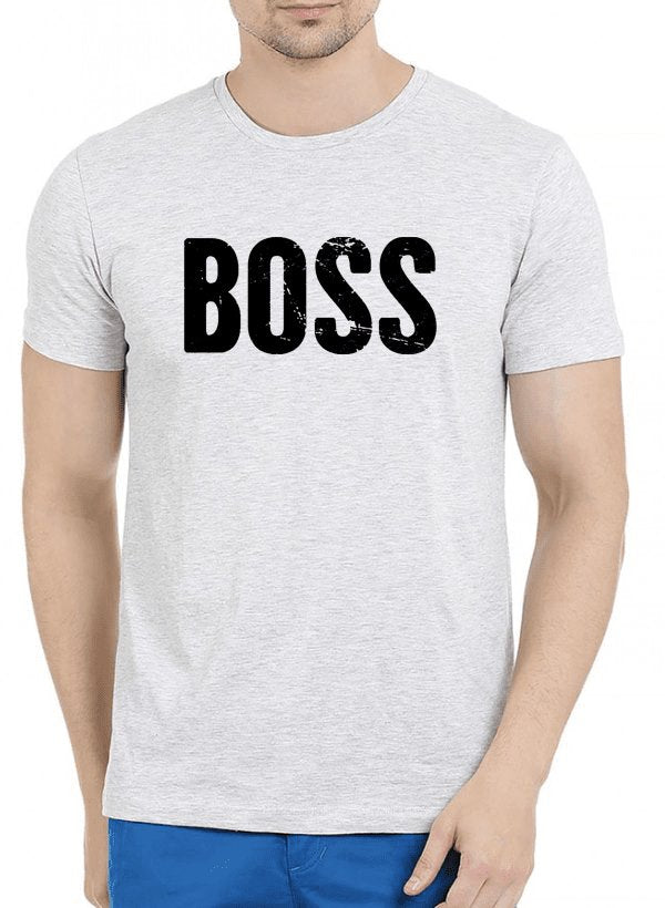 Boss Half Sleeves Melange T-shirt - Busy Bee Bazaar