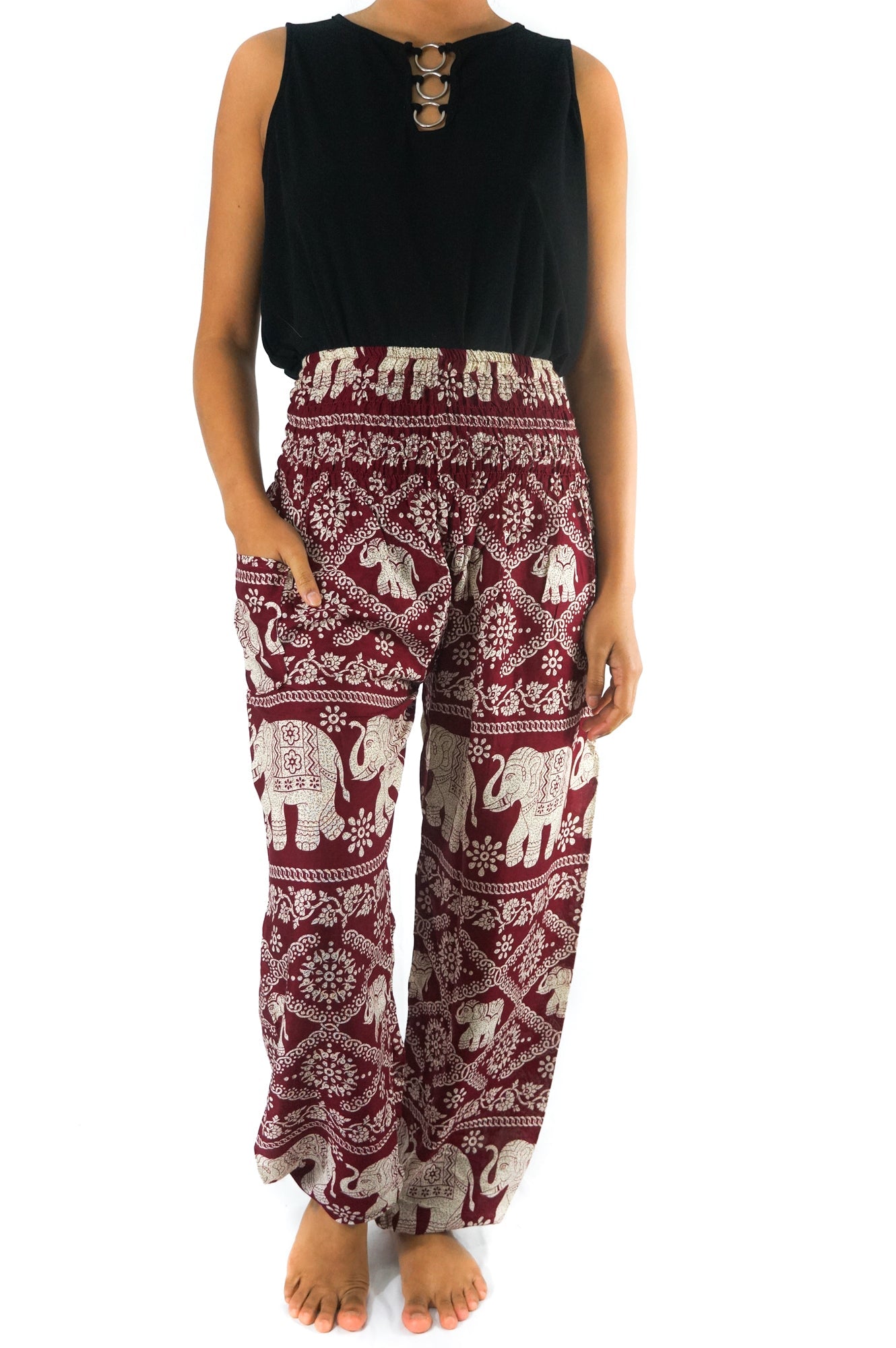 Burgundy ELEPHANT Pants Women Boho Pants Hippie Pants Yoga - Busy Bee Bazaar