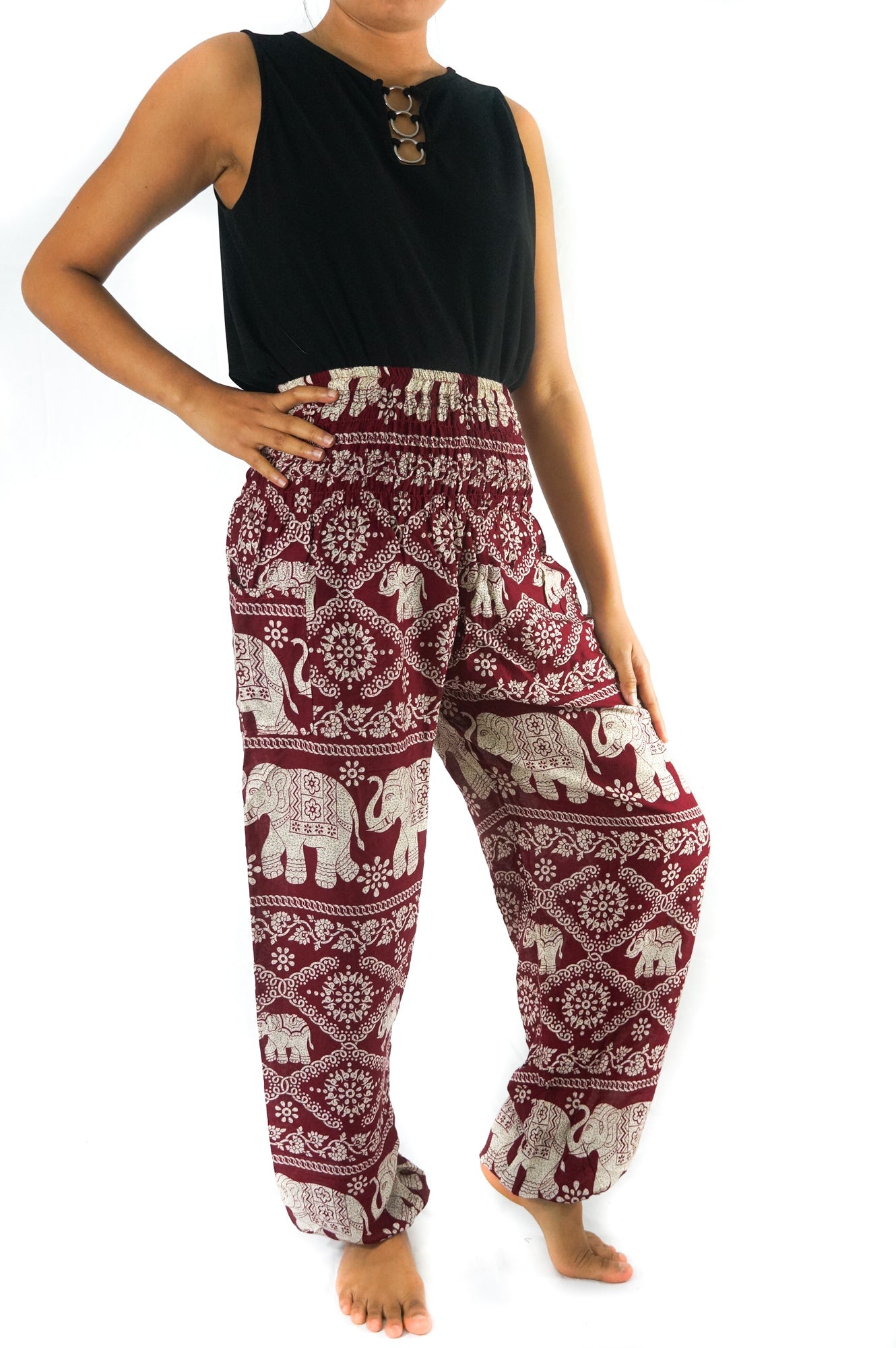 Burgundy ELEPHANT Pants Women Boho Pants Hippie Pants Yoga - Busy Bee Bazaar