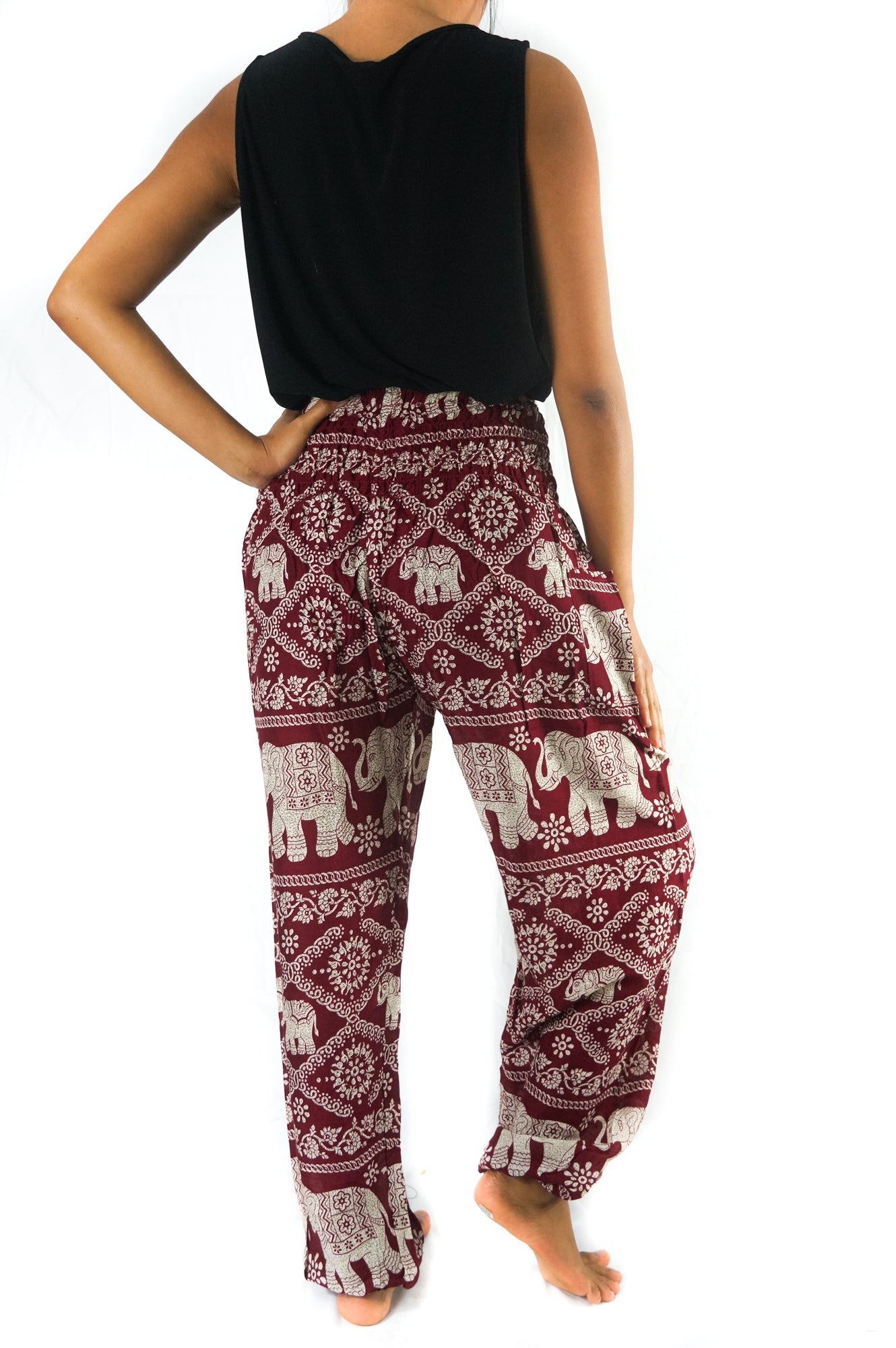 Burgundy ELEPHANT Pants Women Boho Pants Hippie Pants Yoga - Busy Bee Bazaar