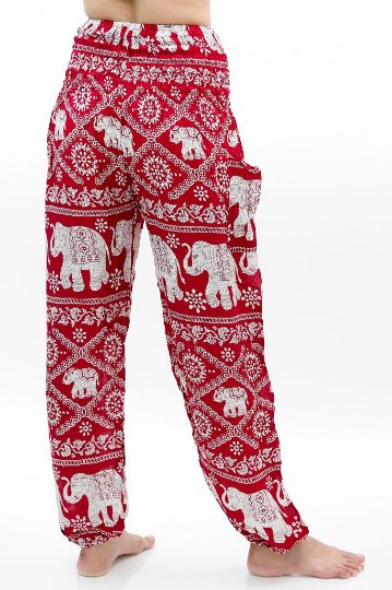 Burgundy ELEPHANT Pants Women Boho Pants Hippie Pants Yoga - Busy Bee Bazaar