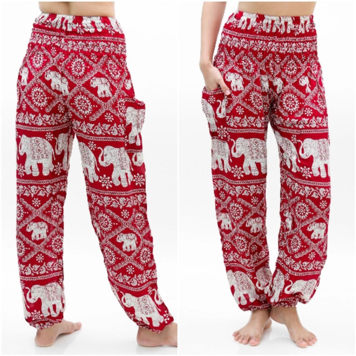 Burgundy ELEPHANT Pants Women Boho Pants Hippie Pants Yoga - Busy Bee Bazaar