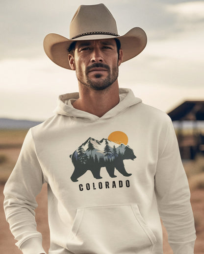 Colorado Bear in the Mountains hoodie - Busy Bee Bazaar