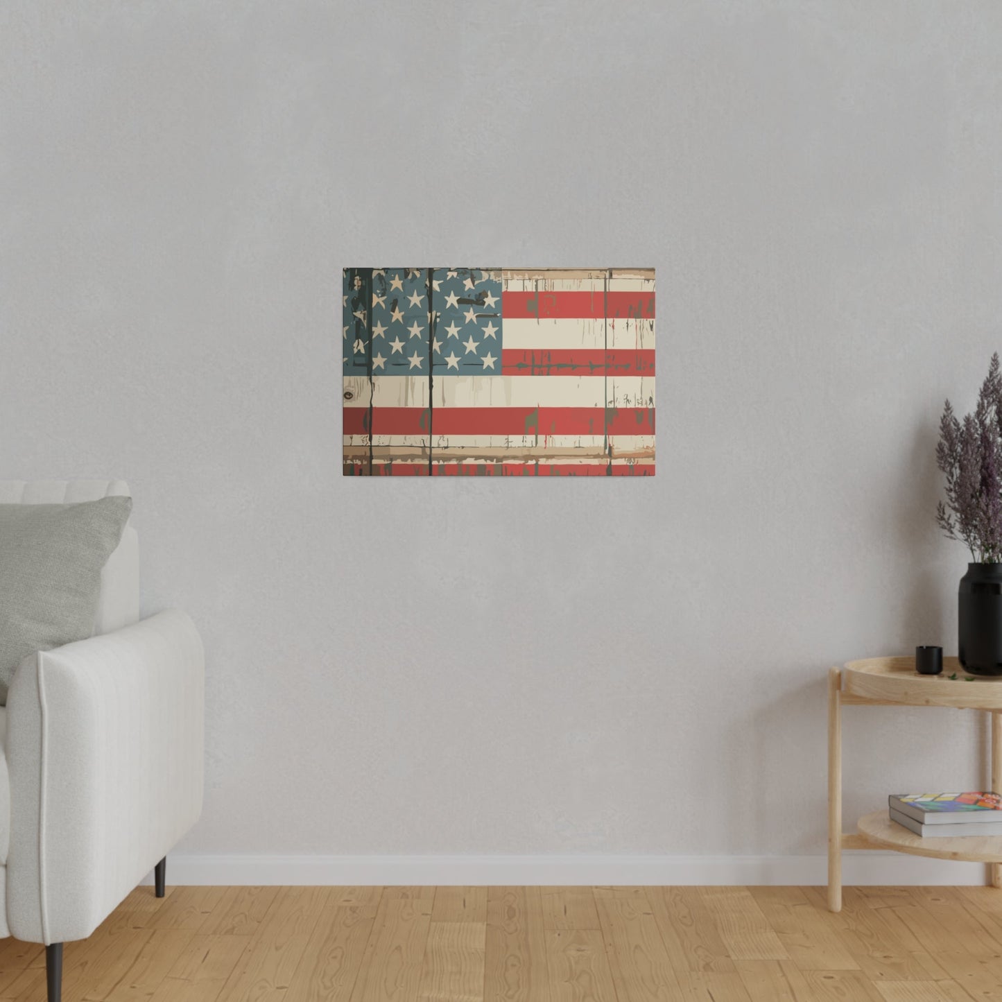 Distress American Flag on Matte Canvas, Stretched, 0.75" - Busy Bee Bazaar