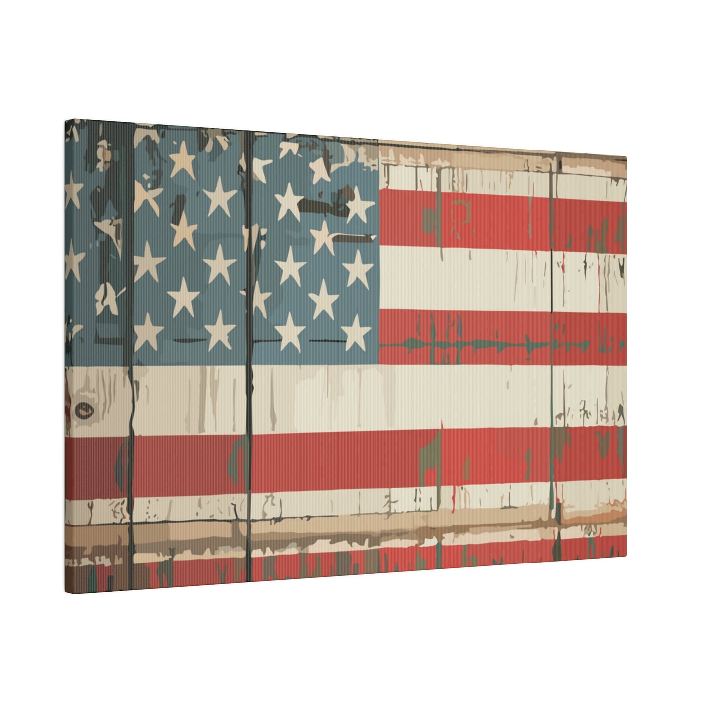 Distress American Flag on Matte Canvas, Stretched, 0.75" - Busy Bee Bazaar