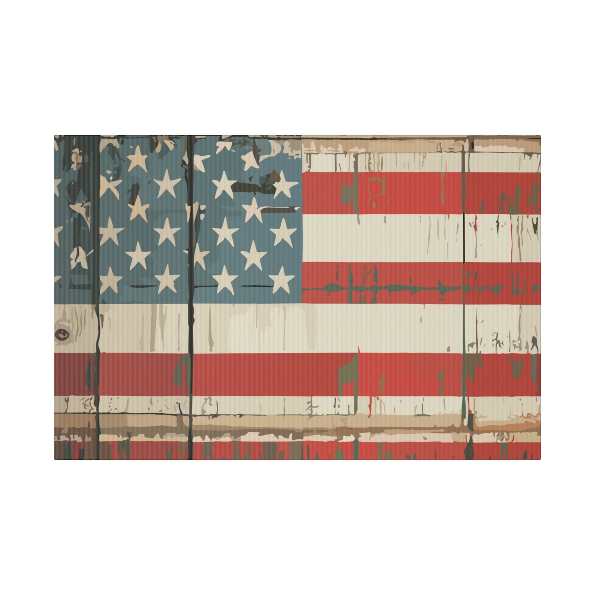 Distress American Flag on Matte Canvas, Stretched, 0.75" - Busy Bee Bazaar