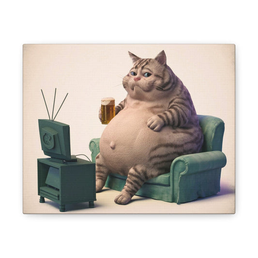 Endearing Fat Cat Canvas Wall Art - Busy Bee Bazaar