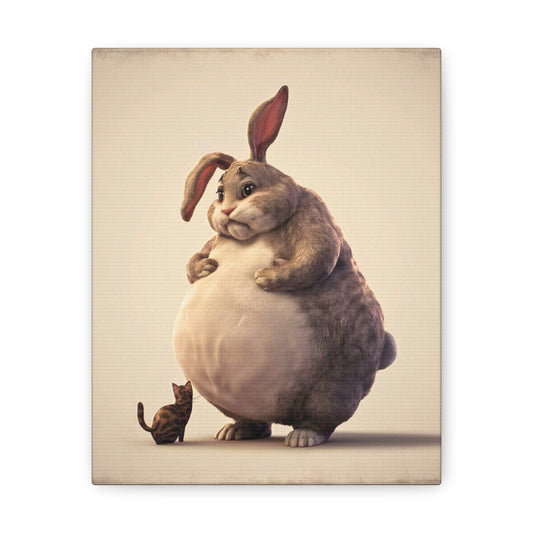 Endearing Fat Rabbit Canvas Wall Art - Busy Bee Bazaar