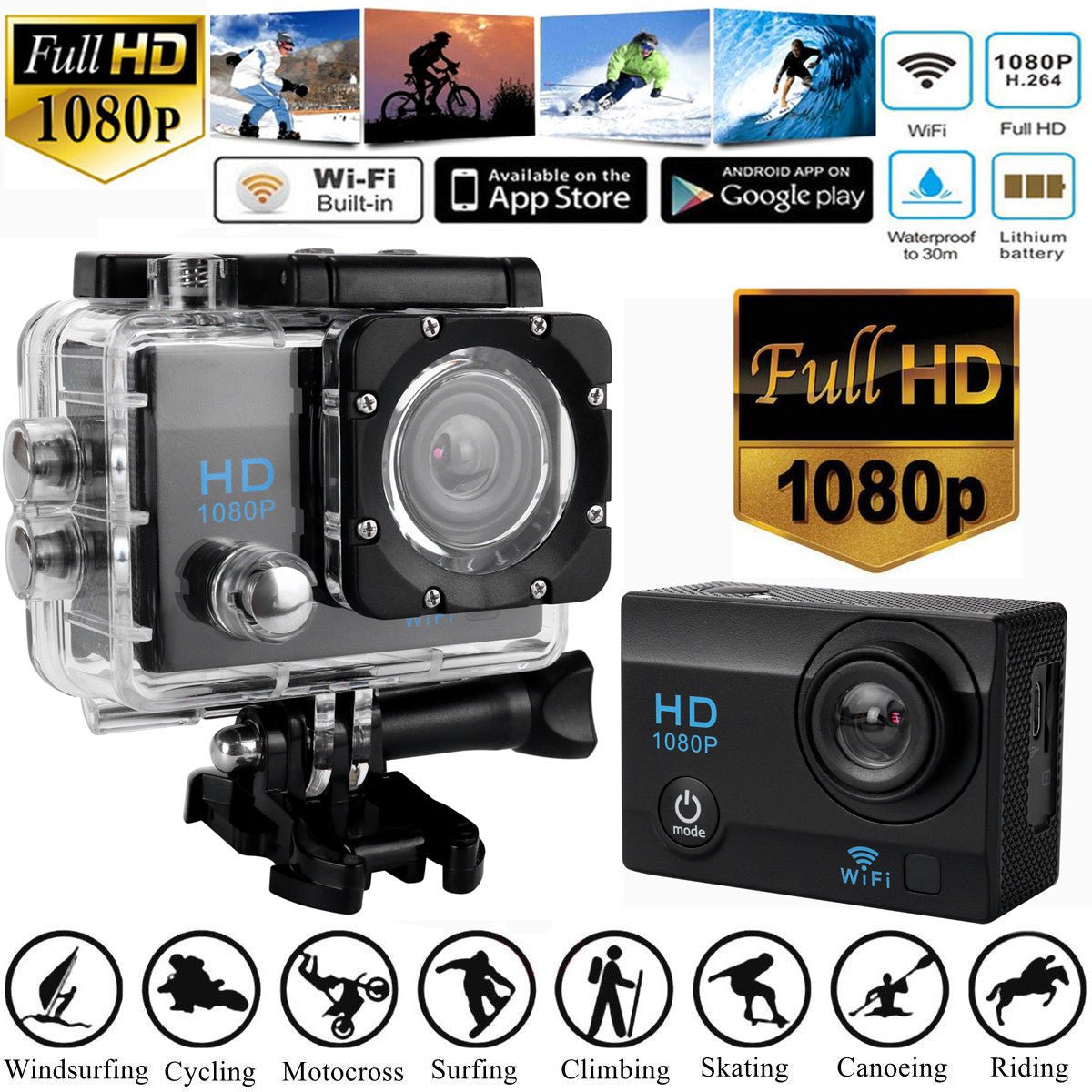 Full HD 1080P Waterproof Sports Action Camera - Busy Bee Bazaar