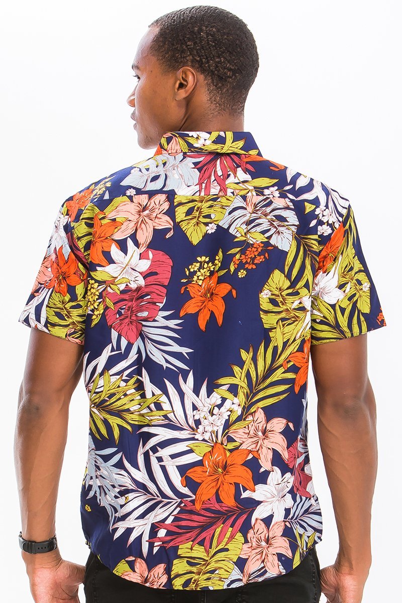 HAWAIIAN PRINT BUTTON DOWN SHIRT - Busy Bee Bazaar