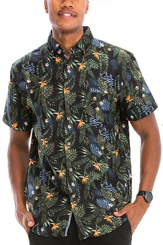 Hawaiian Print Button Down Shirt - Busy Bee Bazaar