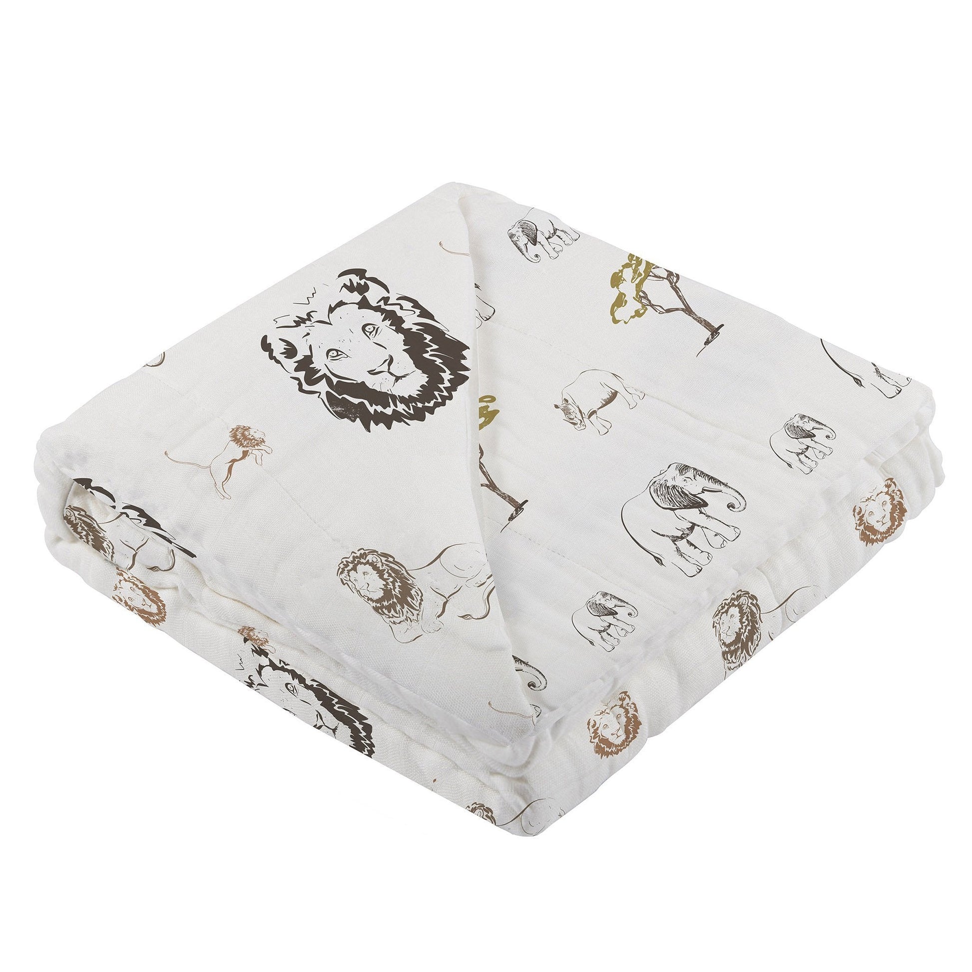 Hear Me Roar Lion and Rhinos and Elephants Bamboo Newcastle Blanket - Busy Bee Bazaar