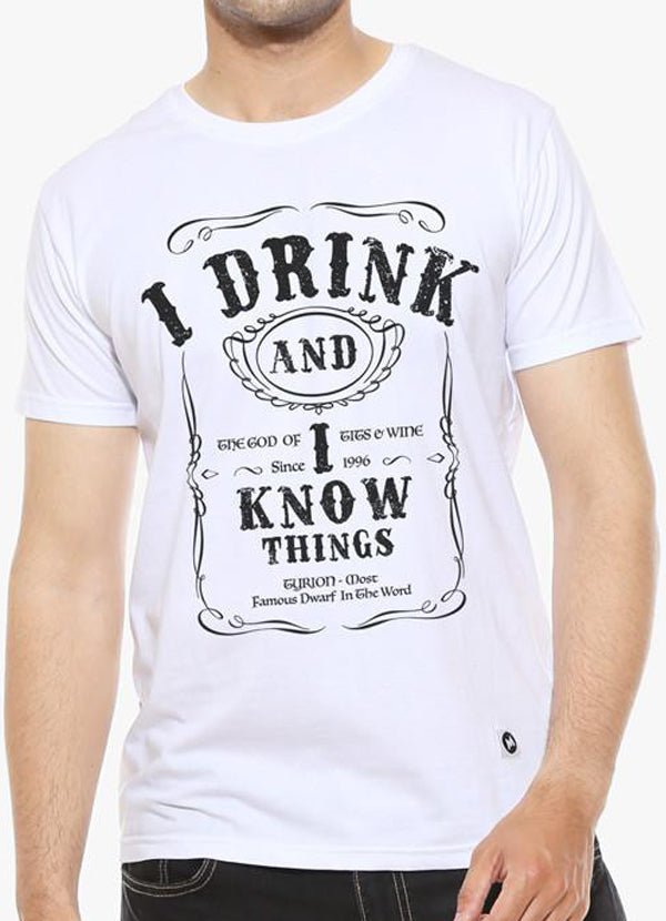 I Drink and I know Things - White Men's T Shirt - Busy Bee Bazaar