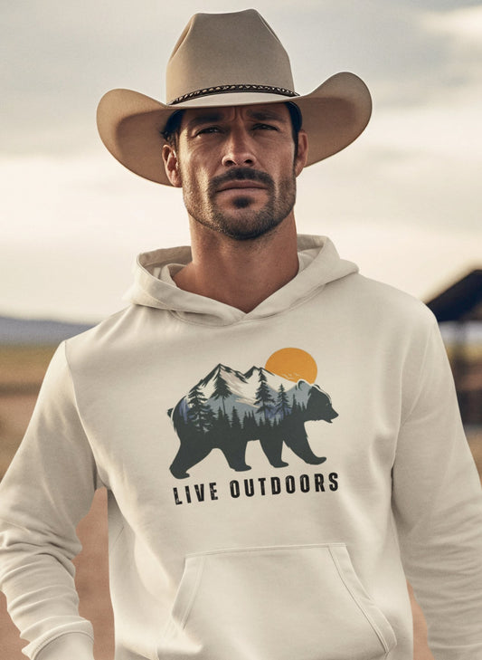 Live Outside Bear in the Mountains hoodie - Busy Bee Bazaar