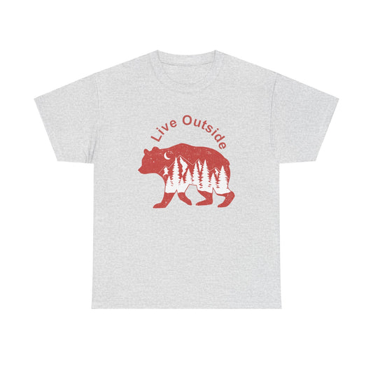 Live Outside Bear Unisex Heavy Cotton Tee - Busy Bee Bazaar