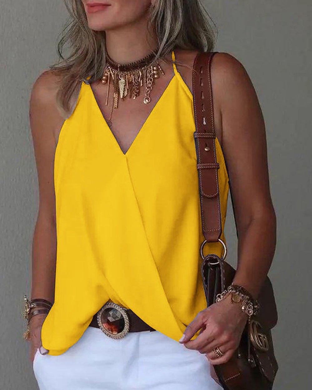 Loose Casual V-neck Tank Top - Busy Bee Bazaar