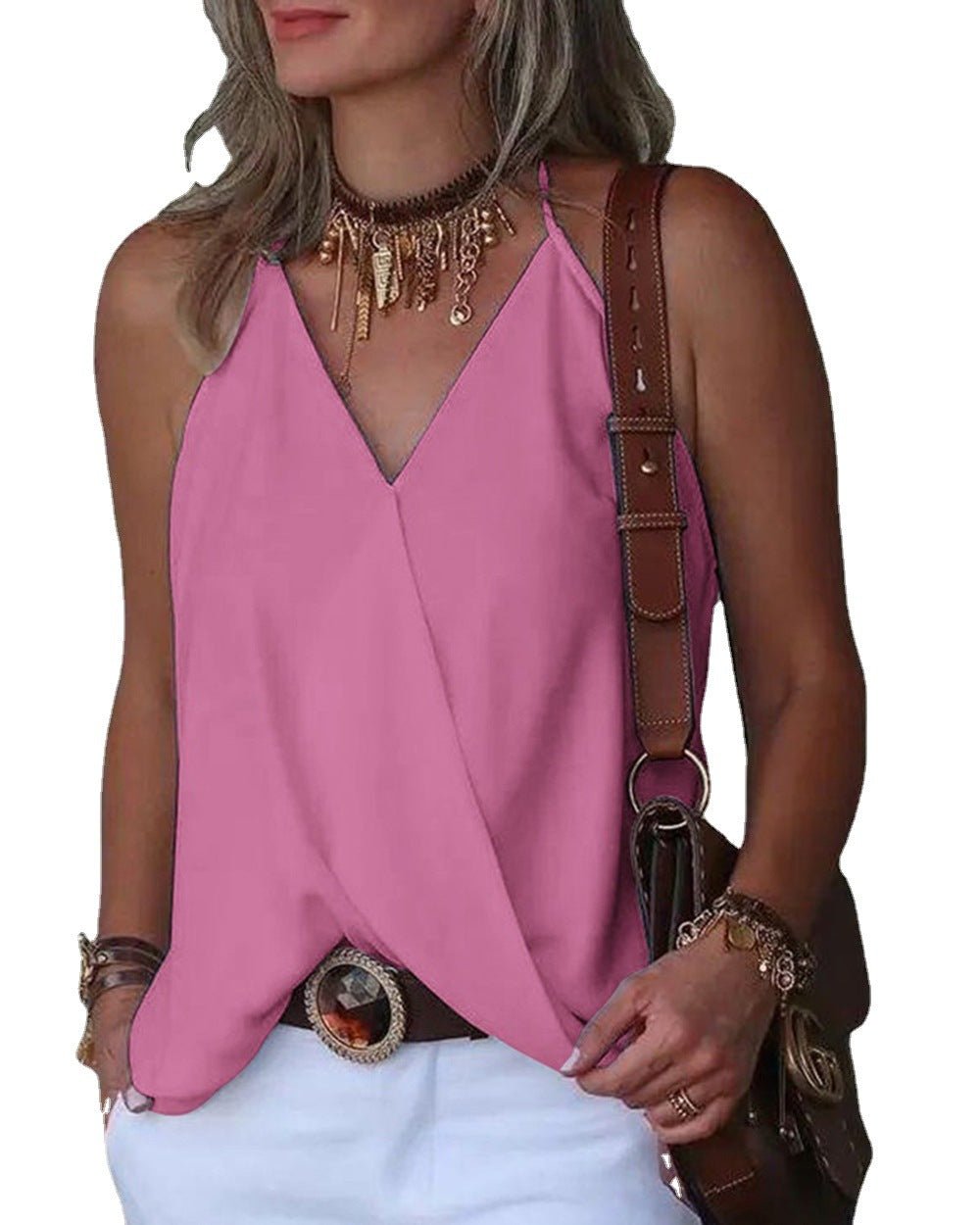 Loose Casual V-neck Tank Top - Busy Bee Bazaar