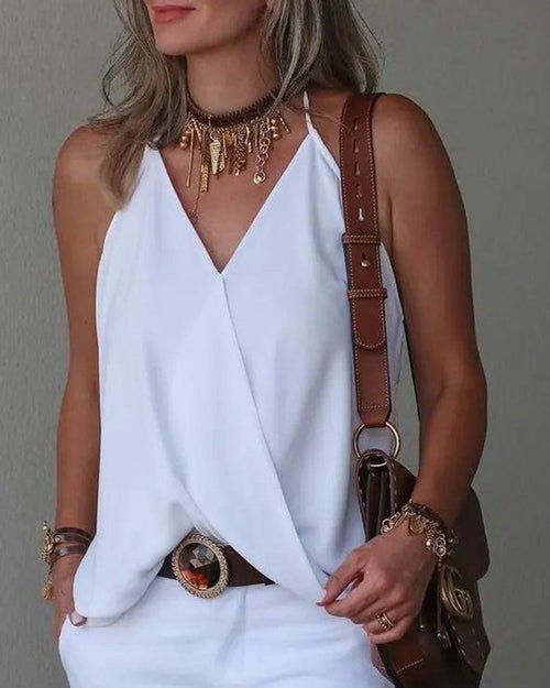 Loose Casual V-neck Tank Top - Busy Bee Bazaar