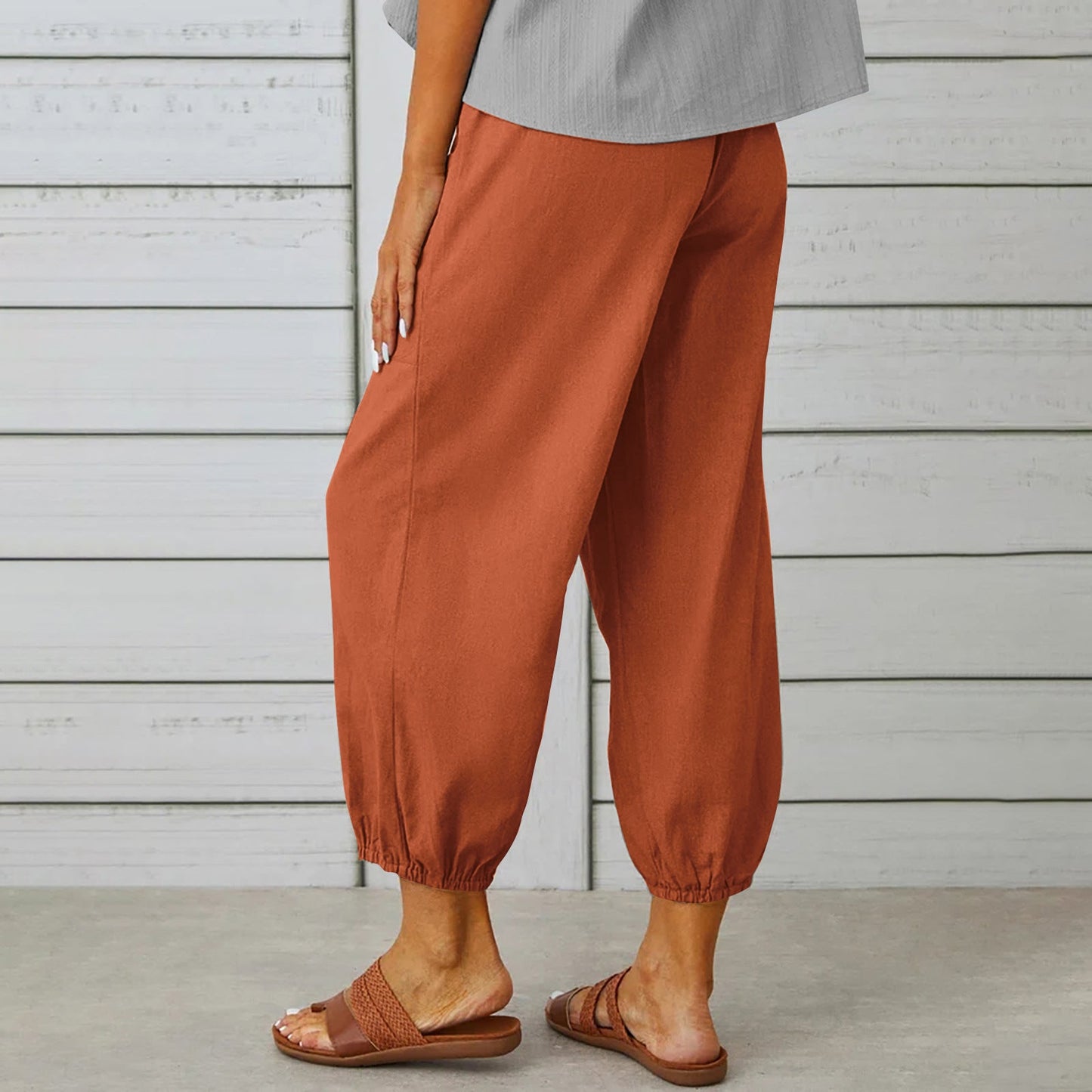 Loose High Waist Buttons Cotton Hemp Pants - Busy Bee Bazaar