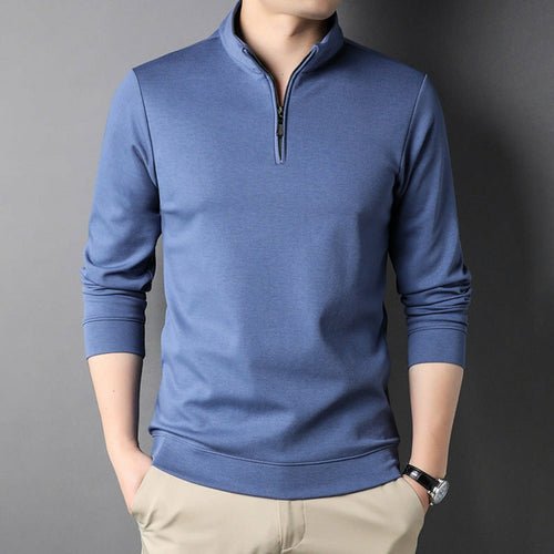 Mens Casual Stand Collar Long Sleeve Top - Busy Bee Bazaar