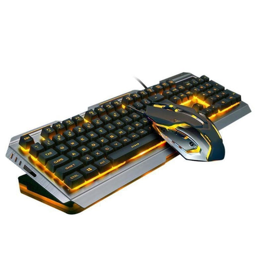 Ninja Dragons Tungsten Gold Metal Frame Gaming Keyboard and Mouse Set - Busy Bee Bazaar