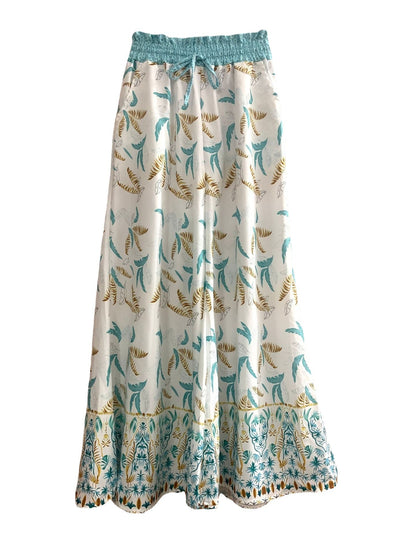 Printed Elastic Waist Wide-Leg Pants - Busy Bee Bazaar