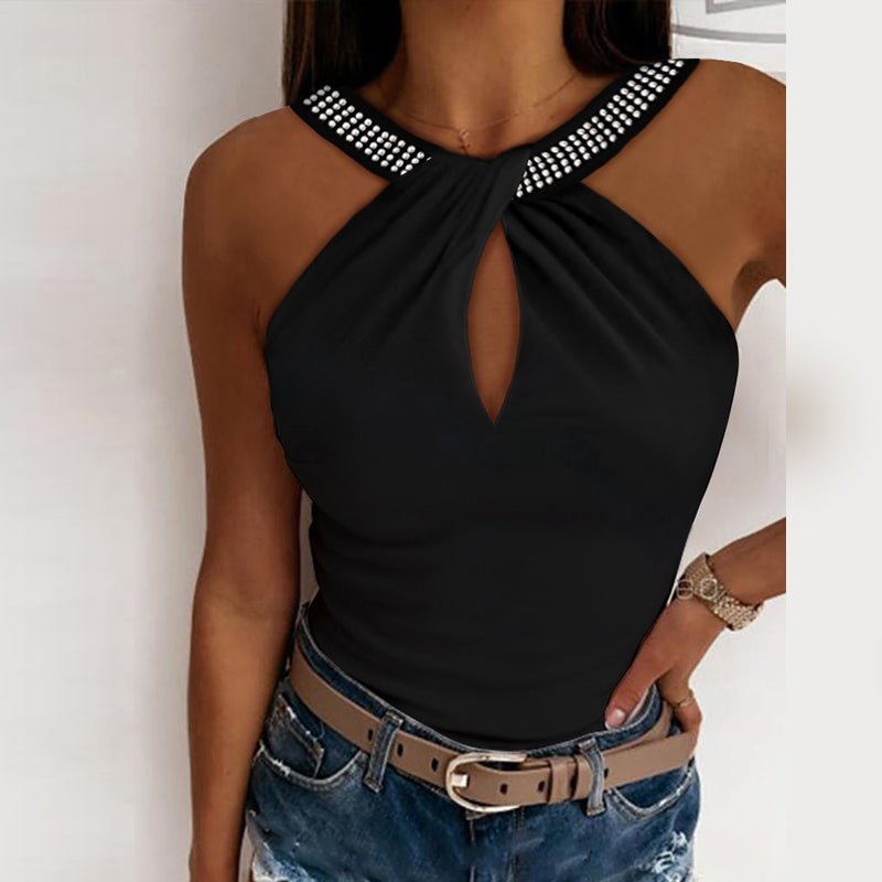 Sexy Beads Hollow Vest Shirts - Busy Bee Bazaar