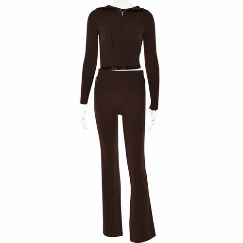 Sexy High-Waisted Long Sleeve Tops Pants Set - Busy Bee Bazaar