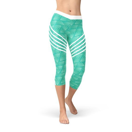 Turquoise Sports Capri Leggings - Busy Bee Bazaar