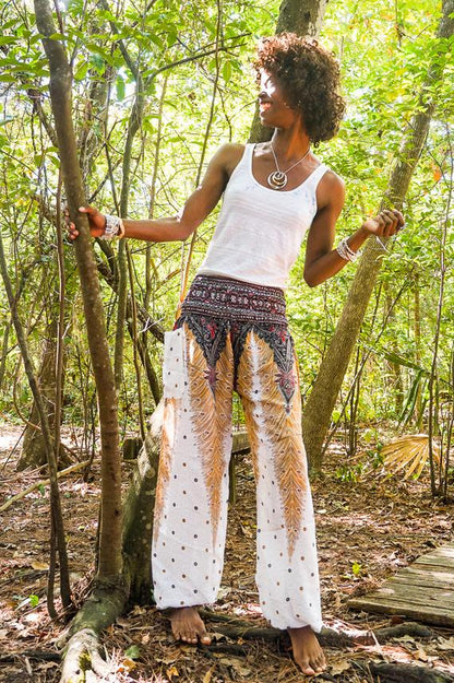 WHITE PEACOCK Women Boho Pants Hippie Pants Yoga - Busy Bee Bazaar