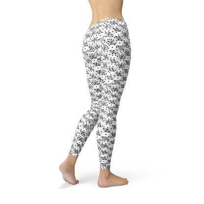 Womens Black and White Dice Leggings - Busy Bee Bazaar