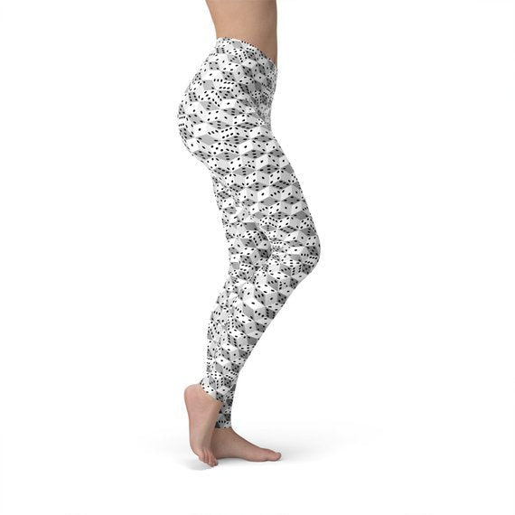 Womens Black and White Dice Leggings - Busy Bee Bazaar