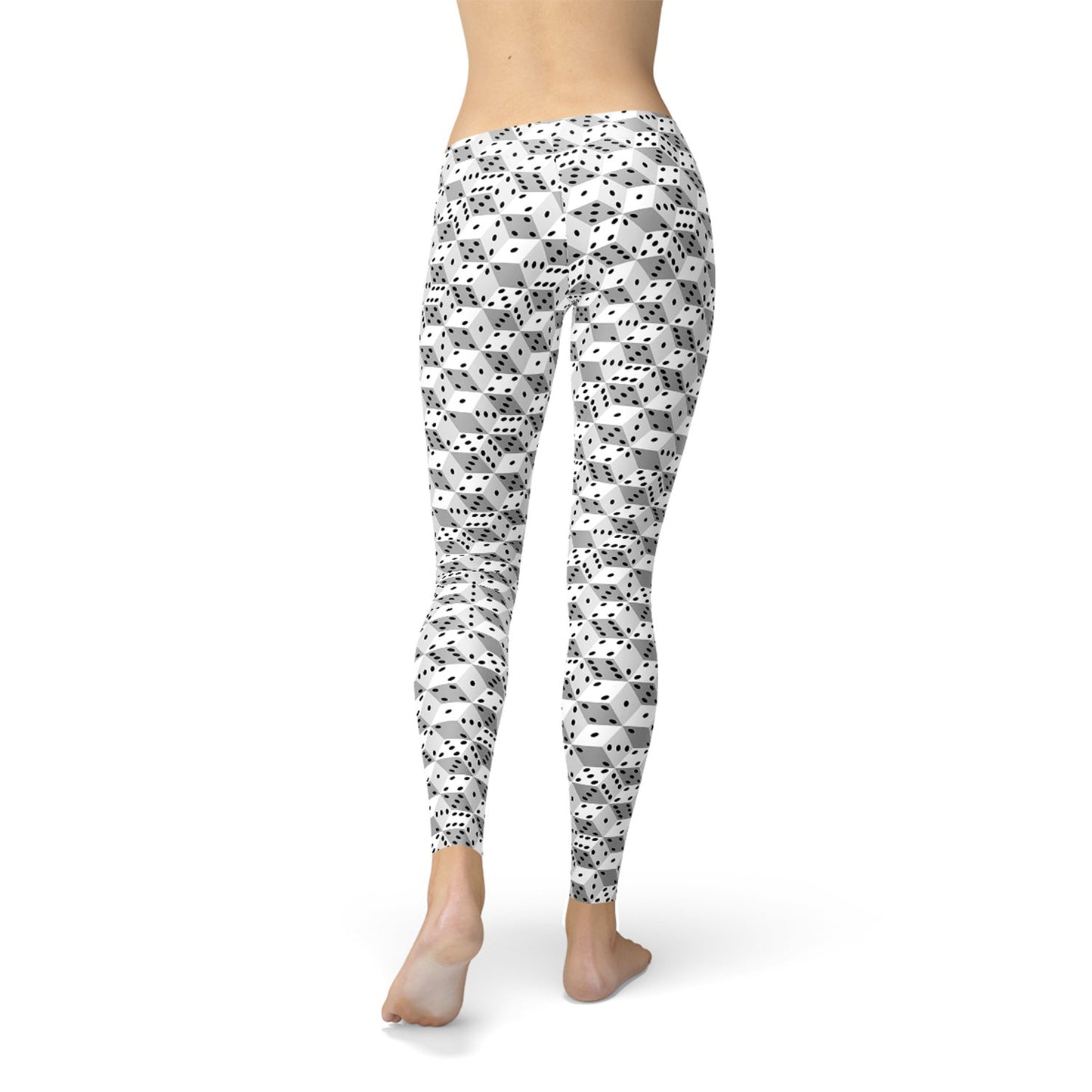 Womens Black and White Dice Leggings - Busy Bee Bazaar