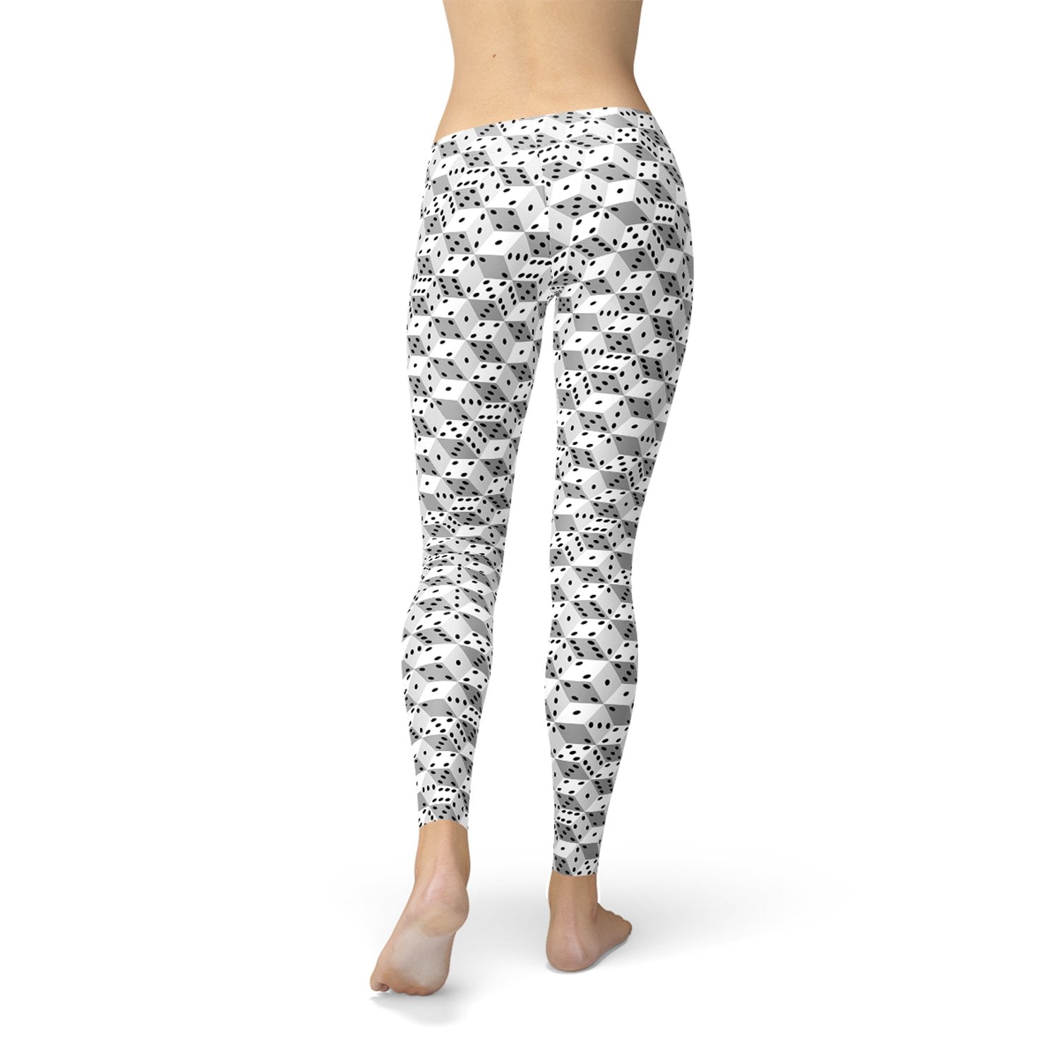 Womens Black and White Dice Leggings - Busy Bee Bazaar