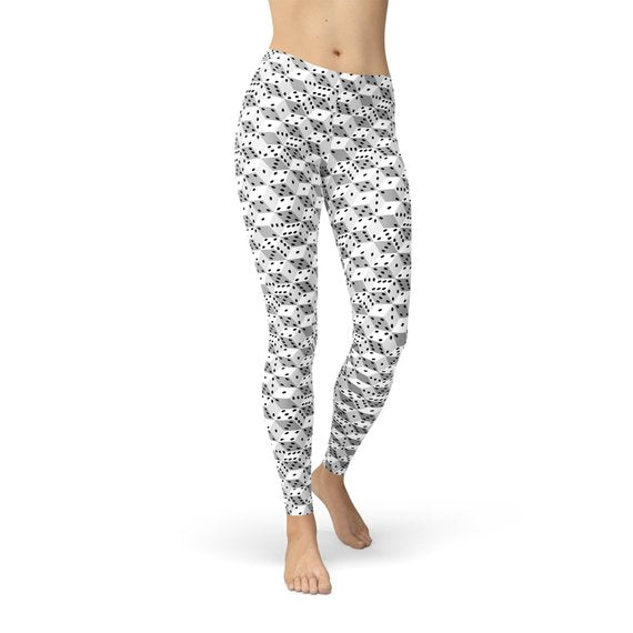 Womens Black and White Dice Leggings - Busy Bee Bazaar