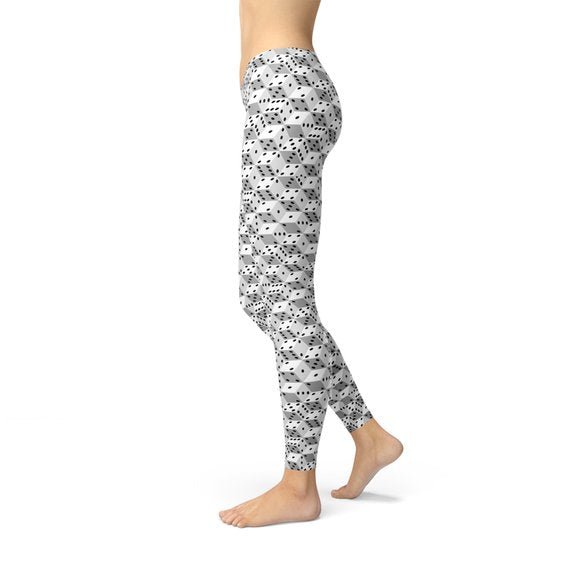 Womens Black and White Dice Leggings - Busy Bee Bazaar