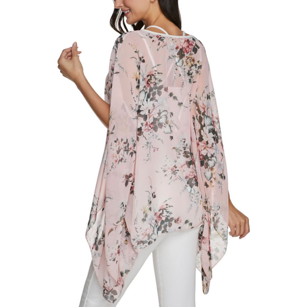 Womens Flowy Chiffon Tunic with Floral Print - Busy Bee Bazaar