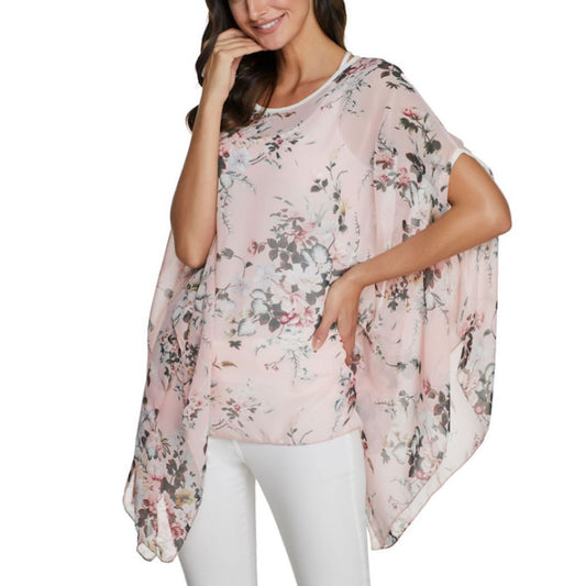 Womens Flowy Chiffon Tunic with Floral Print - Busy Bee Bazaar